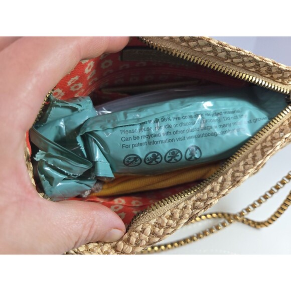 Eric Javits Handbag Lil Sq Ayesha Peanut Woven w/Gold Hardware Medium Sz NWT - Picture 10 of 16